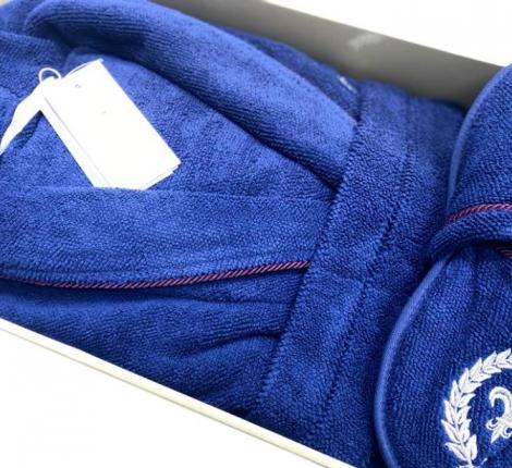 Халат мужской махровый с капюшоном Maison D'or "SEYMOUR" синий, M(46)/L(48)