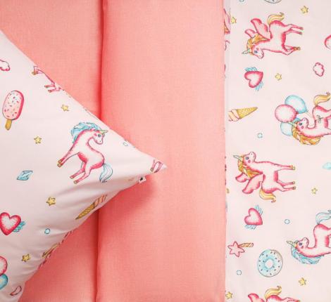 Постельное белье "Siberia" Единорог (розовый) Ранфорс, 1,5 спальный