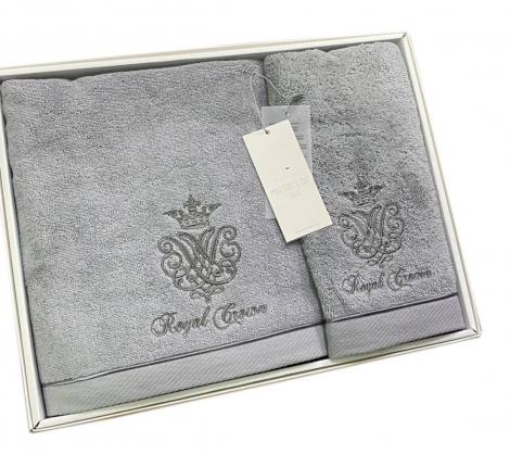 Комплект махровых полотенец  30x50-50x100-85x150 Maison D'or "ROYAL", серый