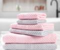 Набор полотенец AKAY "LAMA" 6 шт. (33*50-2, 50*80-2, 70*130-2), розовый-светло серый