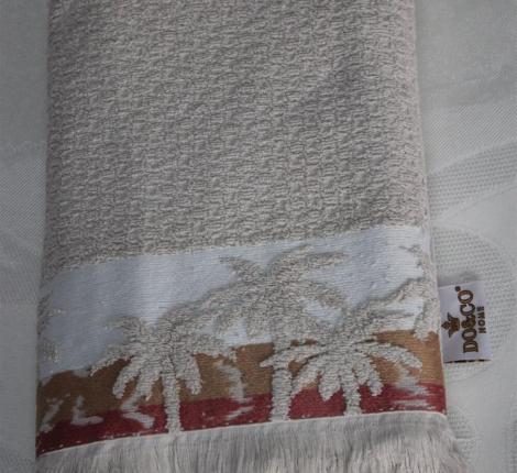 Полотенце махровое с бахромой "DO&CO" Жакард 70х140 (1/1 ) PALMIYE, бежевый