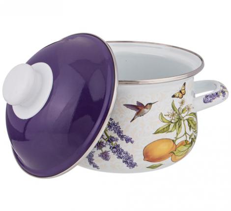 Кастрюля эмалированная с крышкой "ПРОВАНС" ЛИМОНЫ, 1,5 л