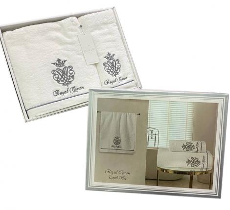 Комплект махровых полотенец  30x50-50x100-85x150 Maison D'or "ROYAL", белый