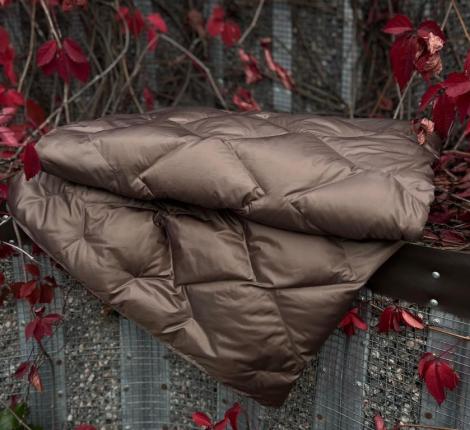 Дорожный плед-пончо пуховый "Travel Cape Plaid Grass" BEIGE, 130х170