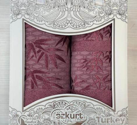 Набор бамбуковых полотенец EFOR "YAPRAK" (50*90,70*140), бордовый