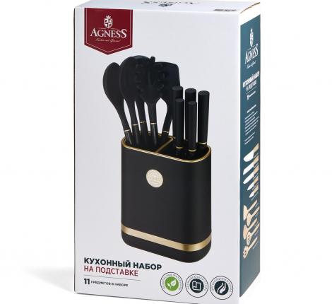 Набор кухонных ножей (5 шт.) и приборов "AGNESS" 671-222, 11 предметов