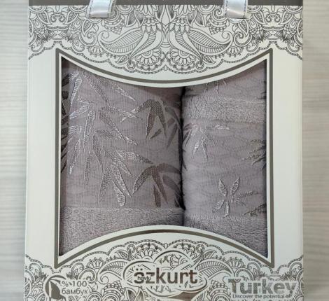 Набор бамбуковых полотенец EFOR "YAPRAK" (50*90,70*140), лиловый