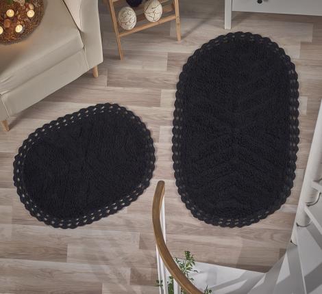 Набор ковриков для ванной &quot;MODALIN&quot; кружевной CROSS 60x100 + 50x70 см 1/2, Черный