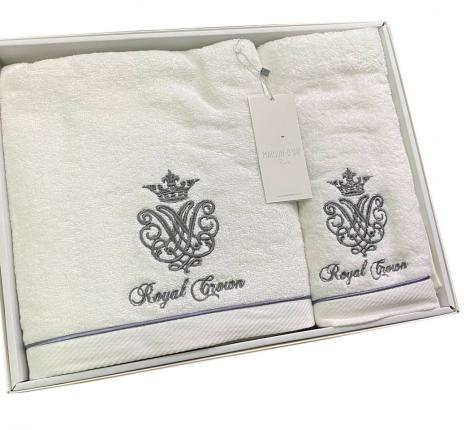 Комплект махровых полотенец  30x50-50x100-85x150 Maison D'or "ROYAL", белый