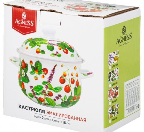 Кастрюля эмалированная с крышкой "ШИПОВНИК", 2.0 л