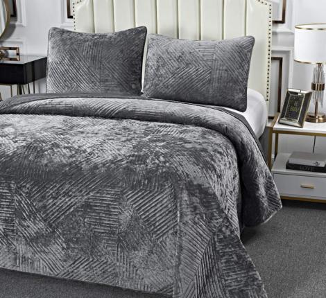 Покрывало "Sofi de Marko" Патрисия (серая 1) Велюр, 240х260