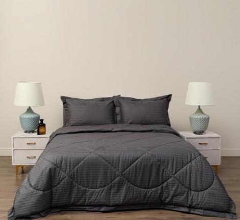 Постельное белье с одеялом "Sofi de Marko" Федерико (антрацит) Страйп Сатин, Семейный