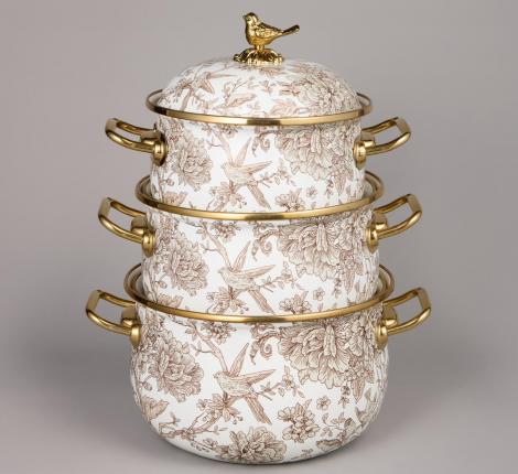 Набор эмалированных кастрюль с крышкой "ROYAL GARDEN", 6 предметов