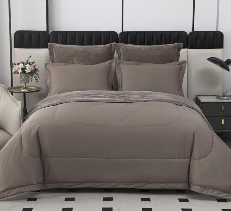 Постельное белье с одеялом "Sofi de Marko" Энрике (бежевый) Велюр, 1,5 спальный