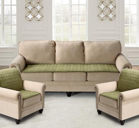Комплект накидок &quot;Karteks&quot; на диван 90х210 и два кресла 90х160 Паркет, зеленый