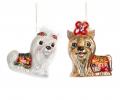 Ёлочная игрушка 2 шт. "СОБАЧКИ" (белый и коричневый), длина 11,5 см