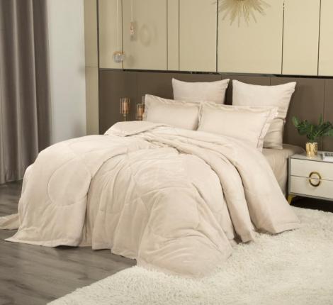Постельное белье с одеялом "Kazanov.A." Lindor Fluffy (кремовый) Велюр/Egypt Cotton, Евро