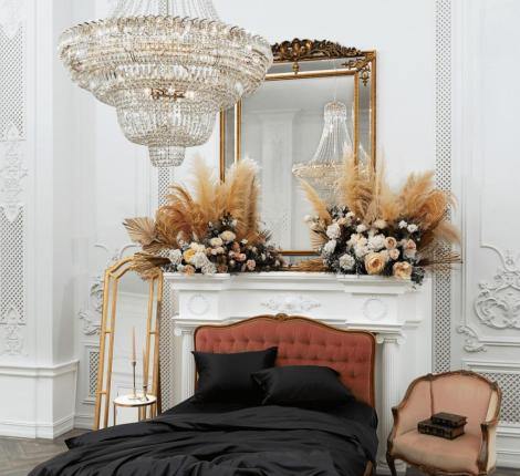 Простыня "DIAMOND BLACK GRASS" Шёлк, 260х280