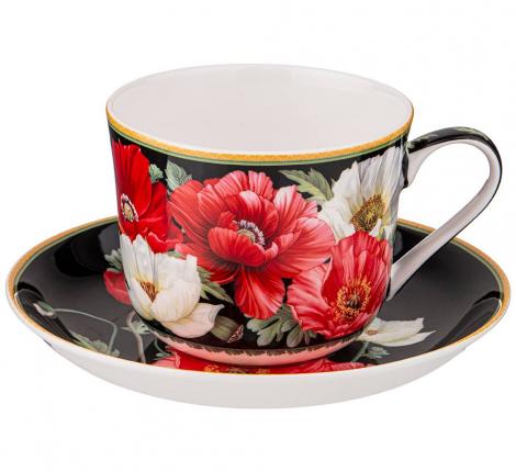 Чайная пара "МАКИ", 500 мл (чёрная)