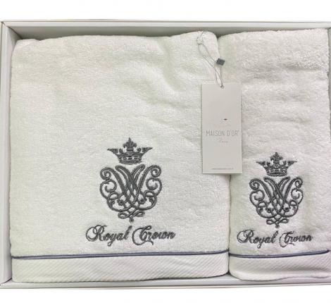 Комплект махровых полотенец  30x50-50x100-85x150 Maison D'or "ROYAL", белый