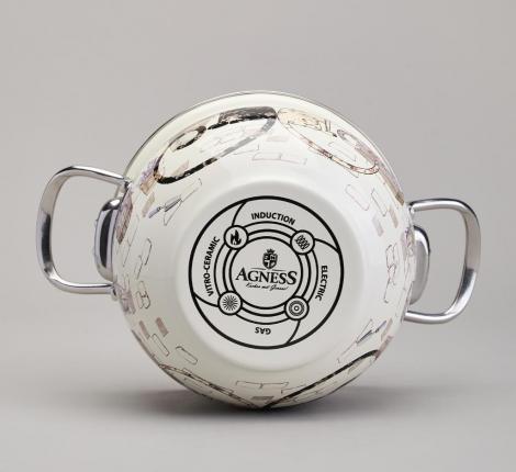 Кастрюля эмалированная со стеклянной крышкой "LAVANDER CATS", 2,0 л