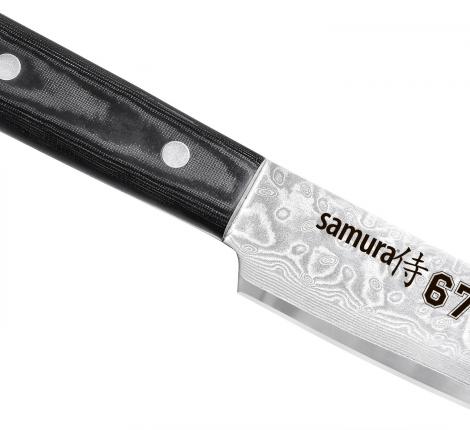 Нож кухонный "Samura Damascus 67" для нарезки, слайсер Tanto 230 мм, Микарта