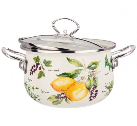 Кастрюля эмалированная с крышкой "СЕКРЕТНЫЕ ИНГРЕДИЕНТЫ", 2,8 л