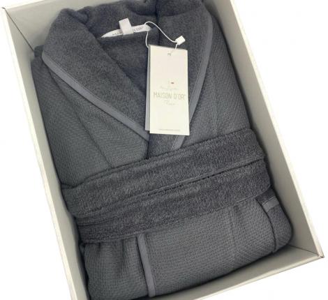 Халат мужской махровый Maison D'or "QUATTRO" серый, M(46)/L(48)