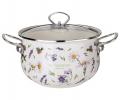 Кастрюля эмалированная со стеклянной крышкой "FLOWER STORY", 3,8 л