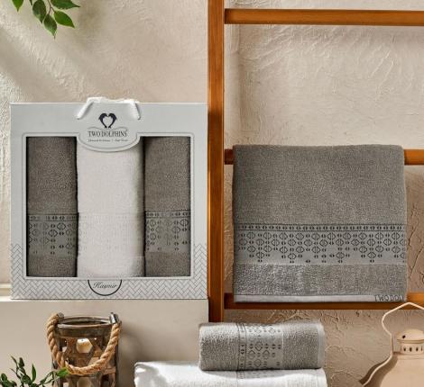 Комплект махровых полотенец "TWO DOLPHINS" (50x90/70х140) 2 шт. KASMIR, серый