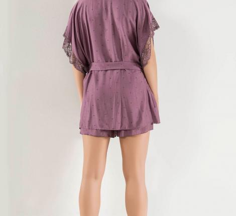 Комплект из неглиже+топ+шорты 50029 (фиолетовый), XL