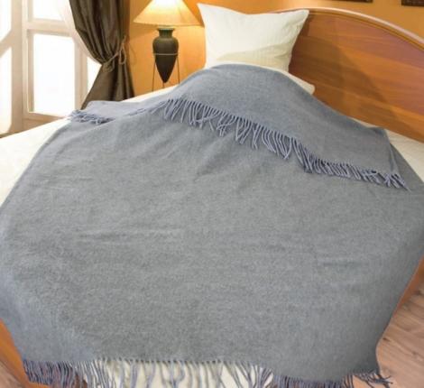 Плед шерсть мериноса Valtery (серый) 100% шерсть, 170x200