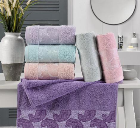 Набор махровых полотенец "TWO DOLPHINS" жаккард 50х90 (1/6 ) A113) ASPENDOS