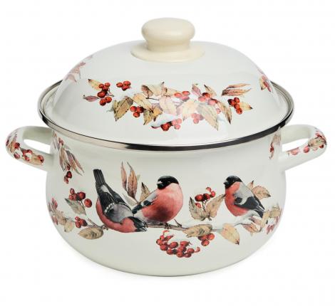 Кастрюля эмалированная с крышкой "СНЕГИРИ" 934-747, 2.8 л