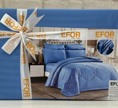 Постельное бельё EFOR SATEN A.MAVI голубой (4 наволочки), Евро