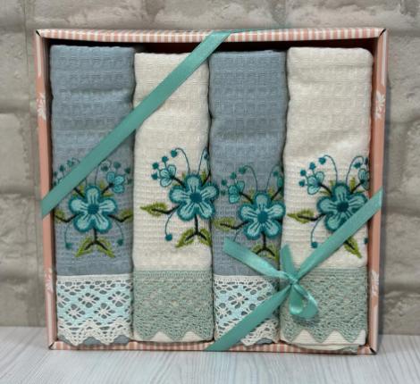 Набор вафельных салфеток "EFOR" (40х60-2шт.) SOFIA DANTELLI, ментоловый