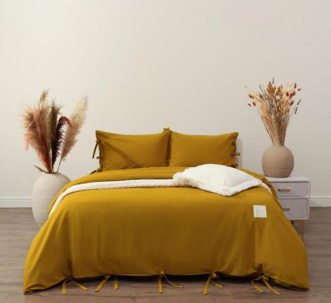 Постельное белье "Sofi de Marko" Аредель (горчичный) Лён, 1,5 спальный