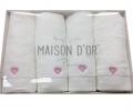 Салфетки махровые с вышивкой Maison D'or "SOFT HEARTS" 30х50-4шт., белый/розовый