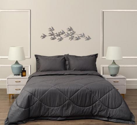 Постельное белье с одеялом "Sofi de Marko" Федерико (антрацит) Страйп Сатин, Семейный