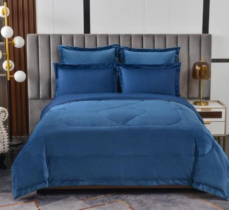 Постельное белье с одеялом "Sofi de Marko" Энрике (синий-м) Велюр, Евро