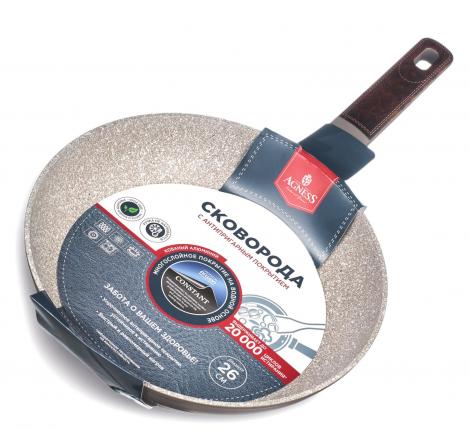 Сковорода "AGNESS" 902-112 с антипригарным покрытием PFLUON MARBLE, диаметр 26 см