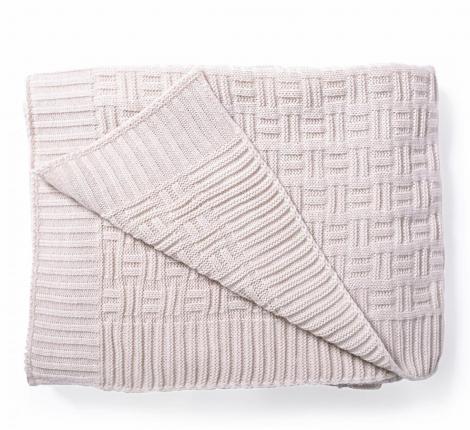 Плед вязаный "ШАХМАТЫ" 180x200, лён