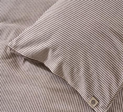 Постельное бельё Luxberry "ЛЁН И ХЛОПОК" Евро, белый/коричневая полоса