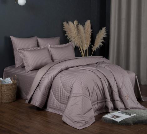 Постельное белье с одеялом "Kazanov.A." Stripe Le-Man (капучино орхидея) Страйп Сатин, Семейный