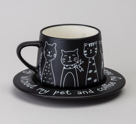 Чайный набор "КОТЫ" чёрный