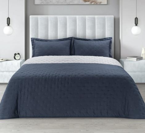 Покрывало PMO-57 синий-серый, Евро (230х250) 2 наволочки (50х70)