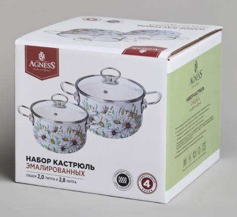 Набор эмалированных кастрюль с крышкой "ДВОРЦОВЫЙ ПАРК", на 4 предмета