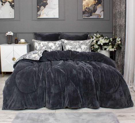 Постельное белье с одеялом "Kazanov.A." Фаворит (графит жемчуг) Велюр/Egypt Cotton, Семейный