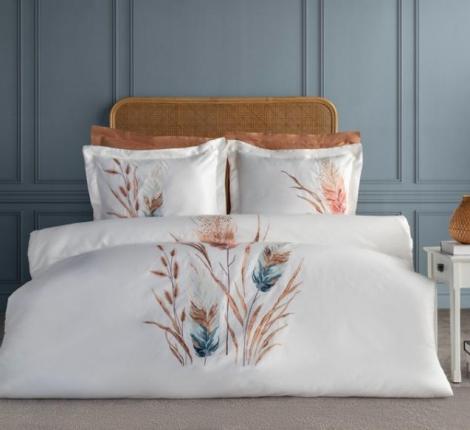 Постельное бельё "DANTELA VITA" сатин с вышивкой BOHEM (белый), Евро