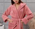 Халат женский трига с капюшоном "AMBIELLA A-1215" пудра, S/M